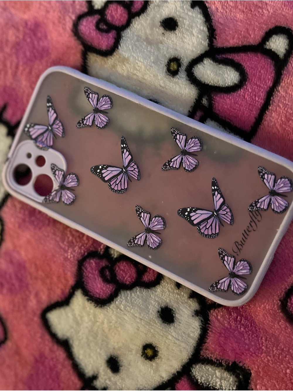 SHEIN Purple Butterfly Clear Phone Case